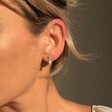 Lisa Angel Hammered Bar and Pearl Stud Earrings in Silver on Model