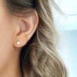 Lisa Angel Ladies Opal Stone Turtle Stud Earring in Gold on Model