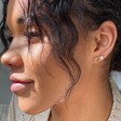 Model Wears Lisa Angel Opal Stone Turtle Stud Earring in Gold