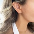 Lisa Angel Tiny Gold Sterling Silver Feather Ear Cuff on Model