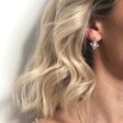 Model Wearing Lisa Angel Vintage Style Crystal Drop Earrings in Silver