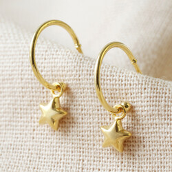 Star Charm Hoop Earrings in Gold