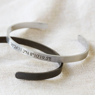 Men's Engraved Stainless Steel Torque Bangle