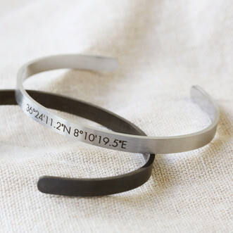 Men's Engraved Stainless Steel Torque Bangle