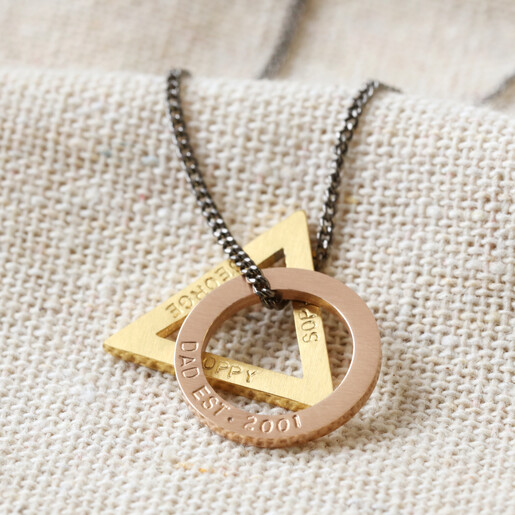 Men's Personalised Double Geometric Charm Necklace