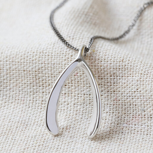 Men's Wishbone Necklace in Silver 