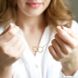 Lisa Angel Brushed Interlocking Hoop Necklace in Gold with Model