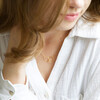 Model Wearing Lisa Angel Brushed Interlocking Hoop Necklace in Gold