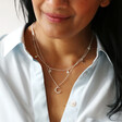 Organic Finish Moon Pendant Necklace in Silver on Model