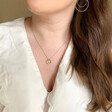 Model Wearing Lisa Angel Mixed Metal Rose Gold and Silver Flower Pendant Necklace