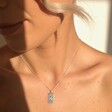 Model Wears Lisa Angel Silver 'The Star' Tarot Card Pendant Necklace