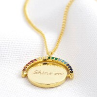 Personalised Rainbow Crystal Spinning Disc Necklace