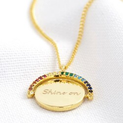 Personalised Rainbow Crystal Spinning Disc Necklace