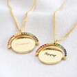 Lisa Angel Engraved Personalised Rainbow Crystal Spinning Disc Necklace