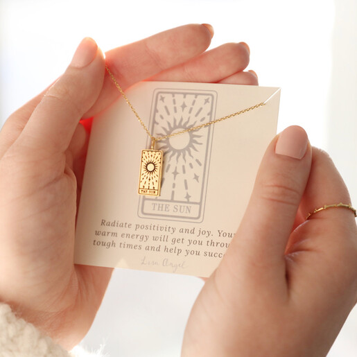 Necklace in Packaging Gold 'Fortune' Tarot Card Pendant Necklace in Packaging