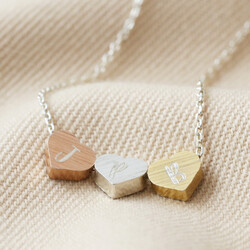 Personalised Brushed Mixed Metal Triple Heart Necklace