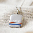 Lisa Angel Engraved Red and Blue Men's Personalised Enamel Stripe Pendant Necklace