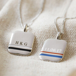 Men's Personalised Enamel Stripe Pendant Necklace