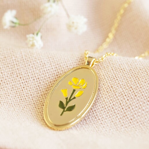 Lisa Angel Personalised Yellow Flower Necklace with Real Seed Card