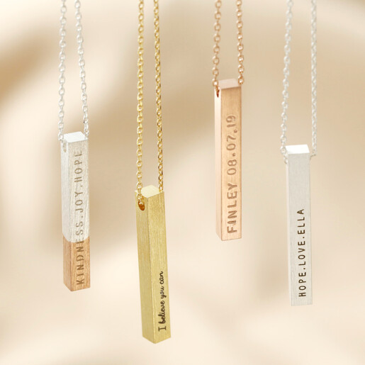 Personalised on sale bar necklace