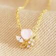 Lisa Angel Ladies' Pink Crystal Heart Pendant Necklace in Gold
