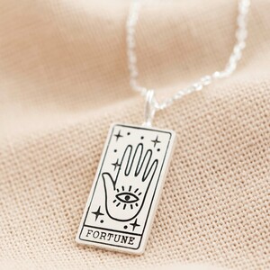 Silver 'Fortune' Tarot Card Pendant Necklace