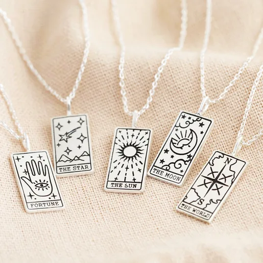 Lisa Angel Silver Tarot Card Pendant Necklaces