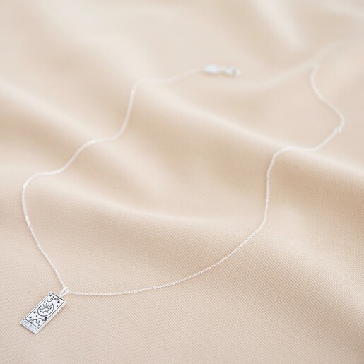Lisa Angel Delicate Silver 'The Moon' Tarot Card Pendant Necklace