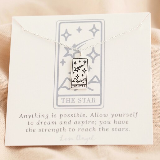 Necklace and Card Lisa Angel Silver 'The Star' Tarot Card Pendant Necklace