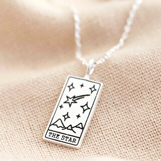 Silver The Star Tarot Card Pendant Necklace