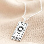Silver 'The Sun' Tarot Card Pendant Necklace