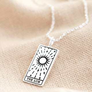 Silver The Sun Tarot Card Pendant Necklace
