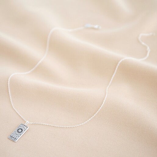 Lisa Angel Delicate Silver 'The Sun' Tarot Card Pendant Necklace