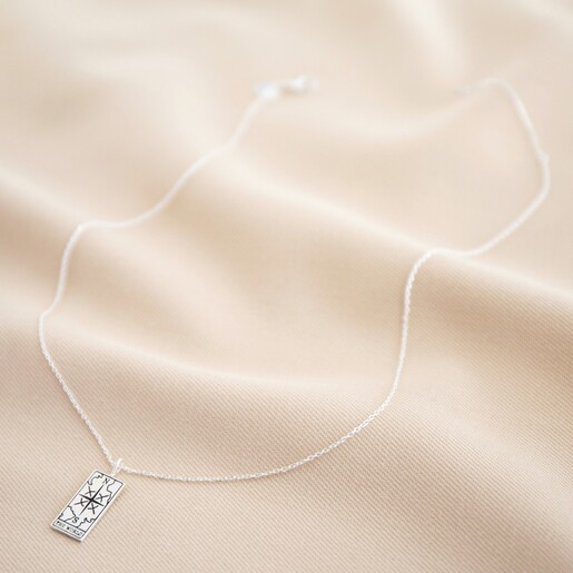 Lisa Angel Delicate Silver 'The World' Tarot Card Pendant Necklace