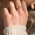 Lisa Angel Ladies' Adjustable Crystal Moon and Star Ring in Gold on Model