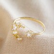 Lisa Angel Ladies' Adjustable Crystal Moon and Star Ring in Gold