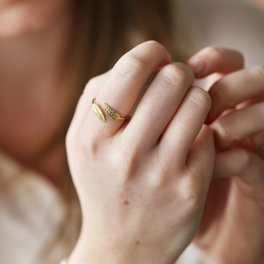 Gold Sterling Silver Double Feather Ring | Jewellery | Lisa Angel