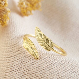 Gold Sterling Silver Double Feather Ring