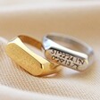 Lisa Angel Ladies' Engraved Personalised Coordinates Stainless Steel Bar Signet Ring