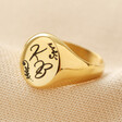 Lisa Angel Gold Personalised Initial Stainless Steel Oval Signet Ring