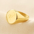Lisa Angel Engraved Personalised Initial Stainless Steel Oval Signet Ring