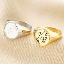 Personalised Initial Stainless Steel Oval Signet Ring