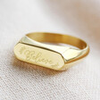 Lisa Angel Personalised Gold Stainless Steel Bar Signet Ring