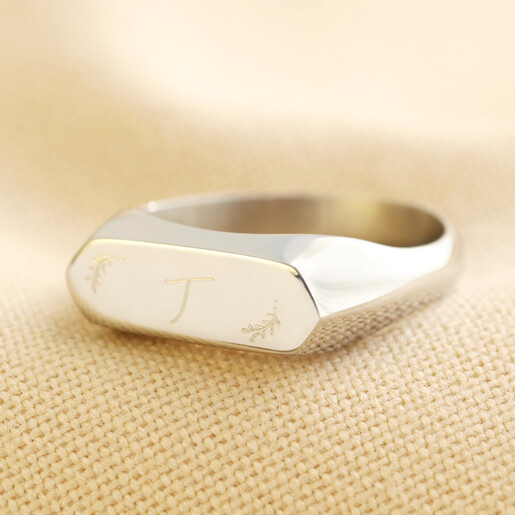 Lisa Angel Engraved Personalised Stainless Steel Bar Signet Ring