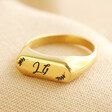 Lisa Angel Engraved Personalised Gold Stainless Steel Bar Signet Ring