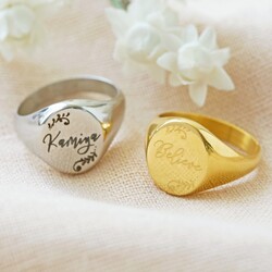 Personalised Stainless Steel Oval Signet Ring
