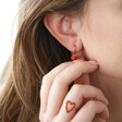 Red Enamel Heart Charm Huggie Hoop Earrings