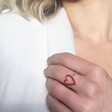 Ladies' Red Enamel Heart Outline Ring on Model