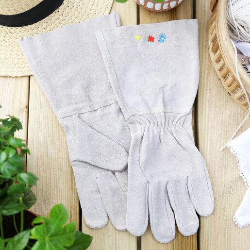 embroidered gardening gloves