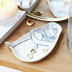 Ceramic Female Figure Trinket Dish